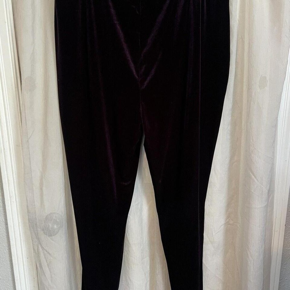 SUSAN GRAVER WOMENS PURPLE VELOUR PANTS STRETCH WAIST SIZE 1X - Picture 4 of 4